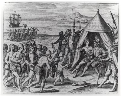 Sir Walter Raleigh Trying to Establish Friendship with King Arromaia of Guiana, from 